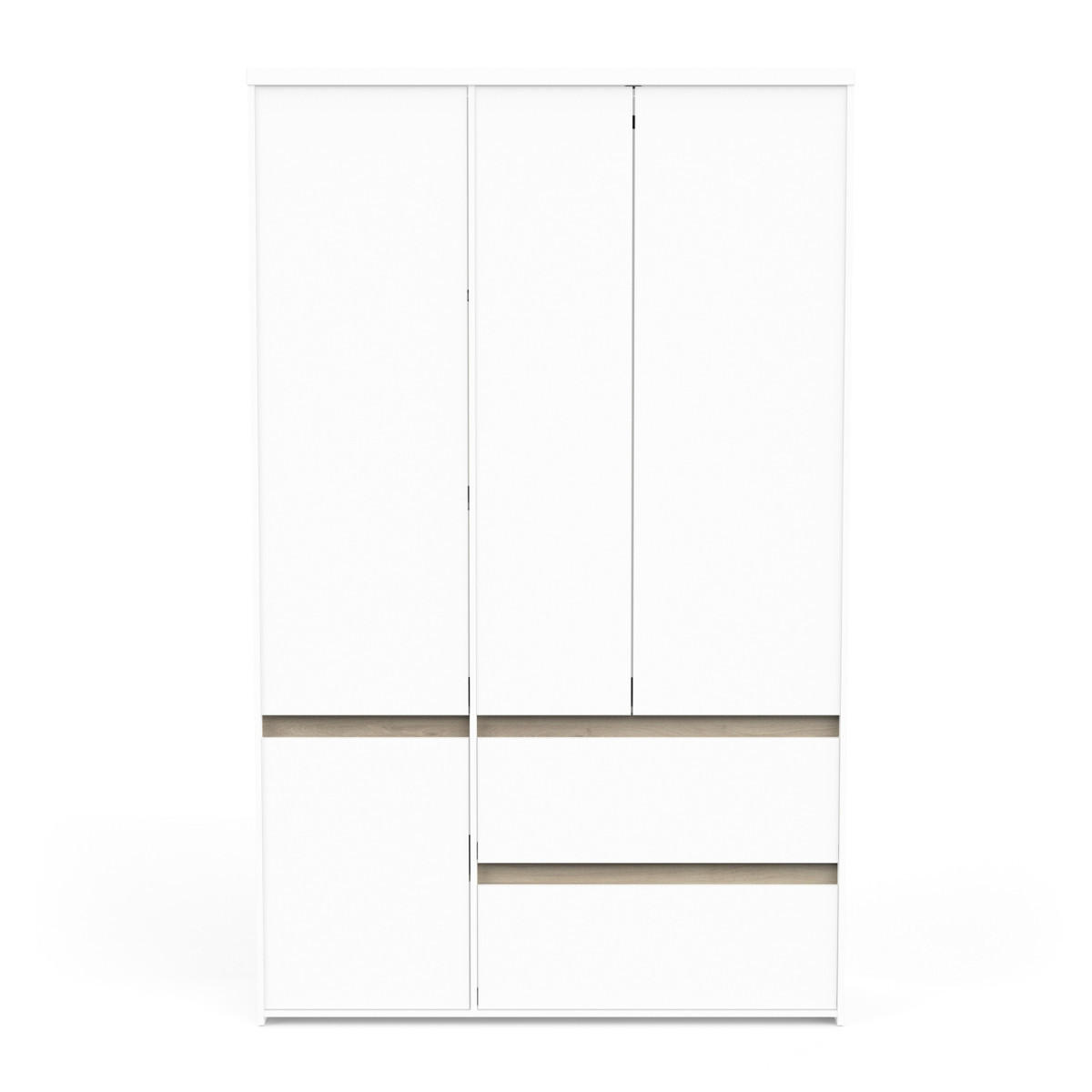 4-TÜRIGER Kleiderschrank mit 2 Schubladen in Eiche Kronberg Dekor und mattem Weiß 138,2/50/220,5 cm - Eschefarben, Holzwerkstoff (50/220.5/49.9cm) - Calicosy