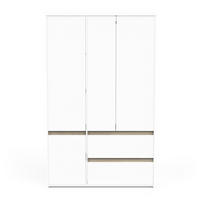 4-TÜRIGER Kleiderschrank mit 2 Schubladen in Eiche Kronberg Dekor und mattem Weiß 138,2/50/220,5 cm - Eschefarben, Holzwerkstoff (50/220.5/49.9cm) - Calicosy