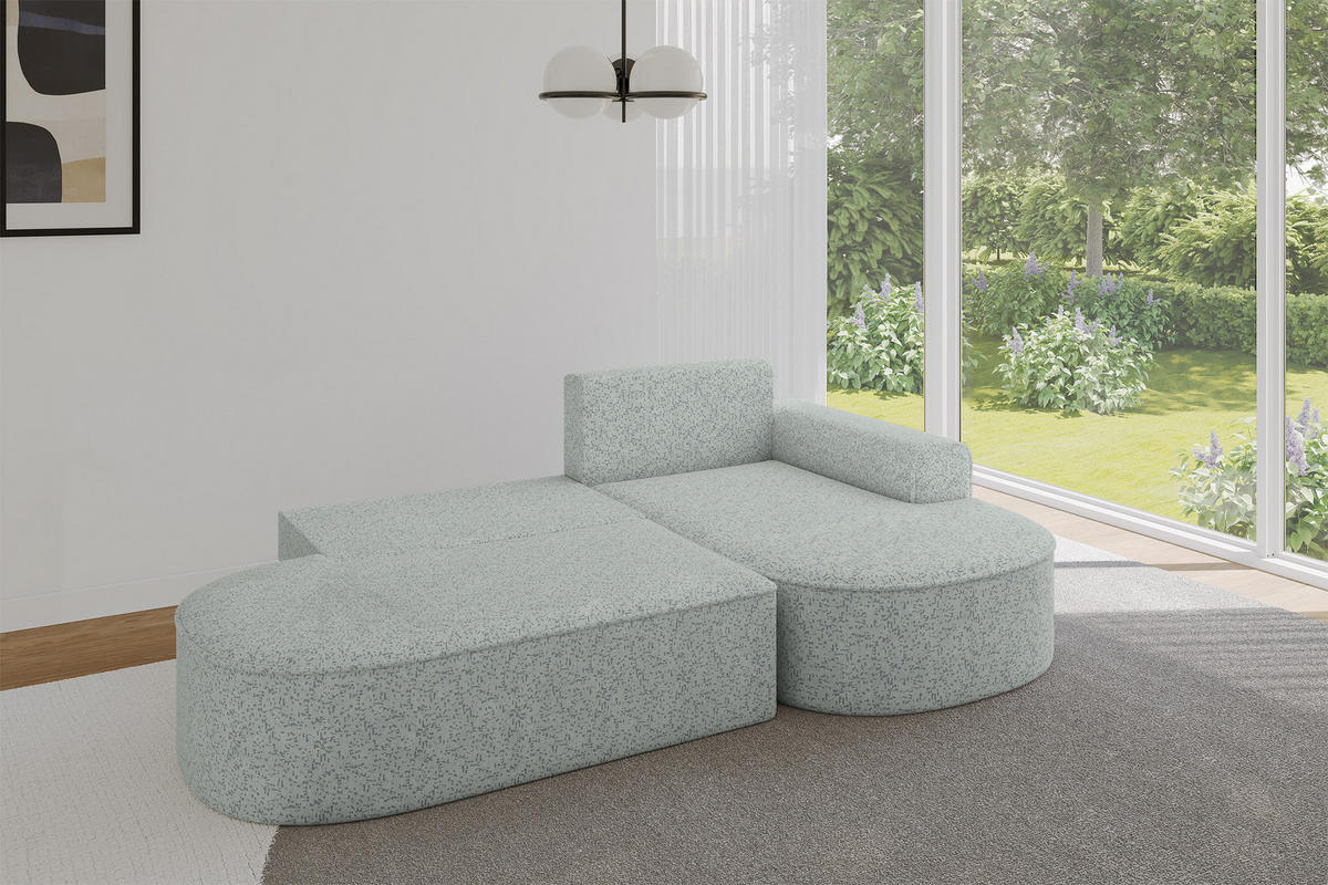 ECKSOFA mit Schlaffunktion und Bettkasten Ottomane Rechts MARI-L1-S - 283x167x73 cm Grün Tissu - Dunkelgrün/Schwarz, Holzwerkstoff/Kunststoff (167/283cm) - ALTDECOR