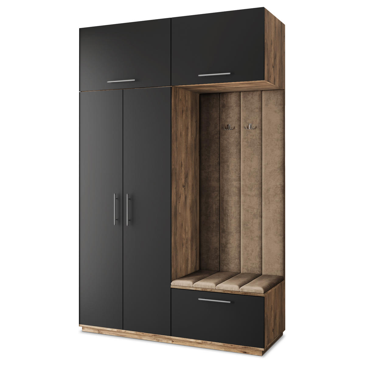 GARDEROBENSCHRANK REMA 150/240/60 cm Modern Garderobe-Set Eiche Lefkas - Eichefarben/Beige, Holzwerkstoff (150/240/60cm) - MASSENO