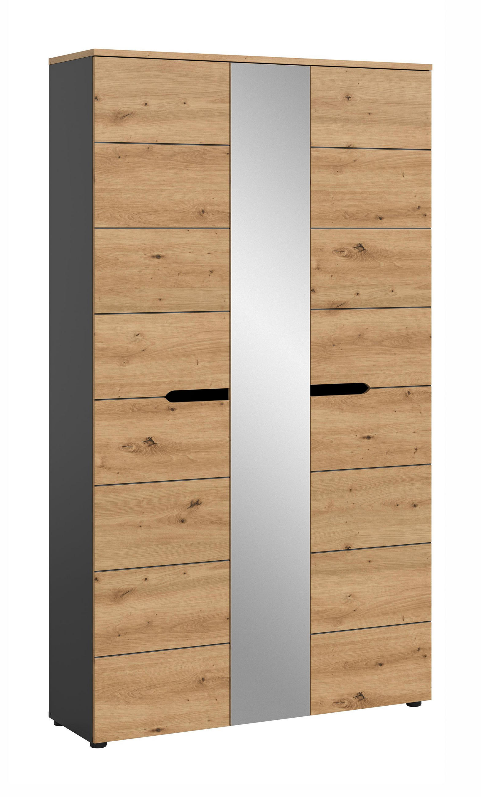 GARDEROBENSCHRANK CANU (B/H/T: ca. 105/190/37 cm) in Basalt grau/Artisan Nachbildung - Grau, Holzwerkstoff (105/190/37cm)