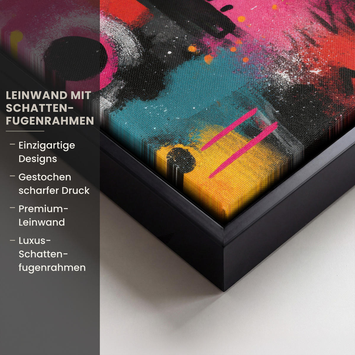LEINWAND Bilder mit Rahmen - Farbflächen - Formen - Bunt - Abstrakt - 30x20 - Pink, Textil (30/20cm) - MuchoWow