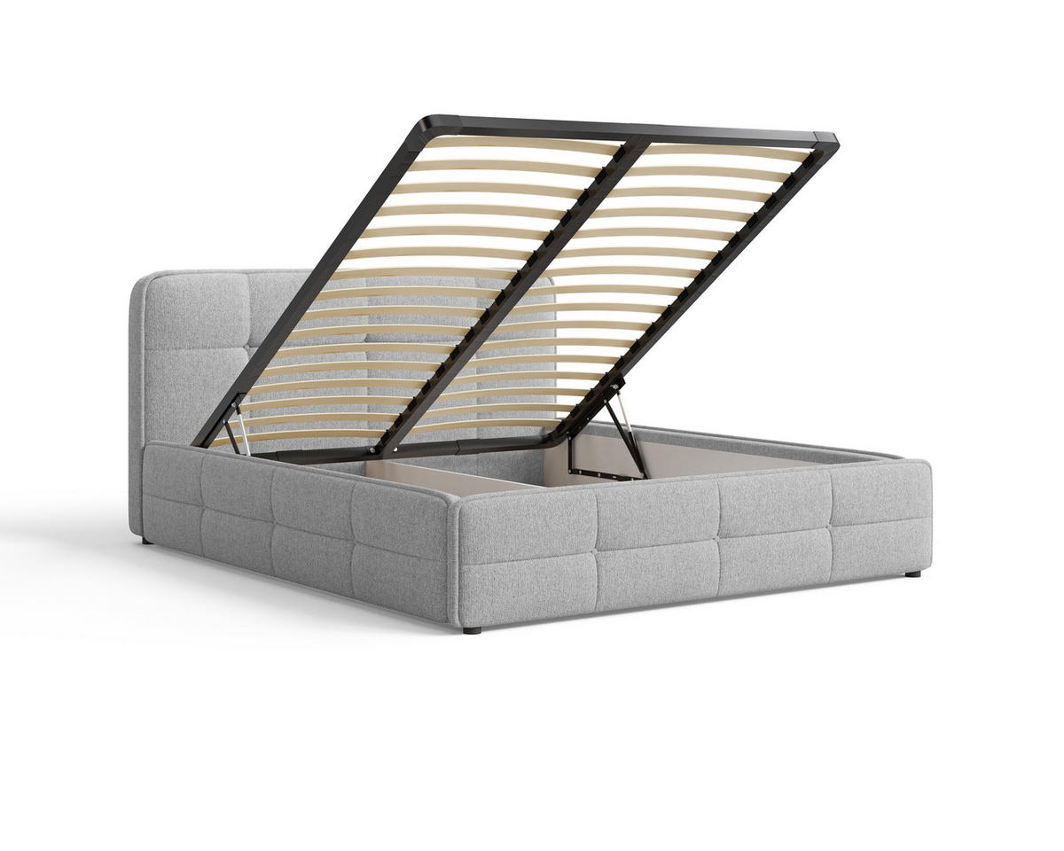 POLSTERBETT 17 140 x 200 cm – Aragon – Bett mit Federmechanismus und Stauraum - Hellgrau, Holz (140/200cm) - ROYAL24_MARKT