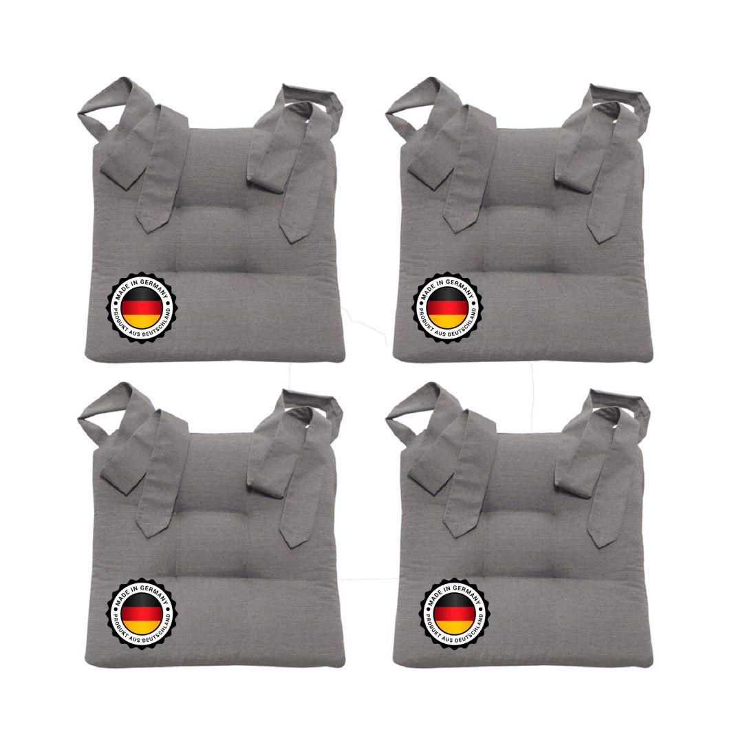 STUHLKISSEN mit Schleifenband 4er Set - Grau, Textil (46/42/7cm) - Bonvionn