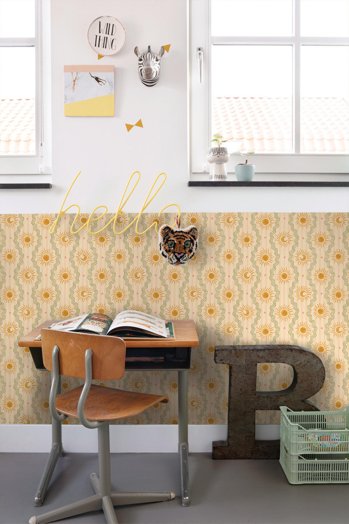 TAPETE Retro-Ornamente 50 x 900 cm - Gelb, Papier (50/0.1cm) - ESTAhome