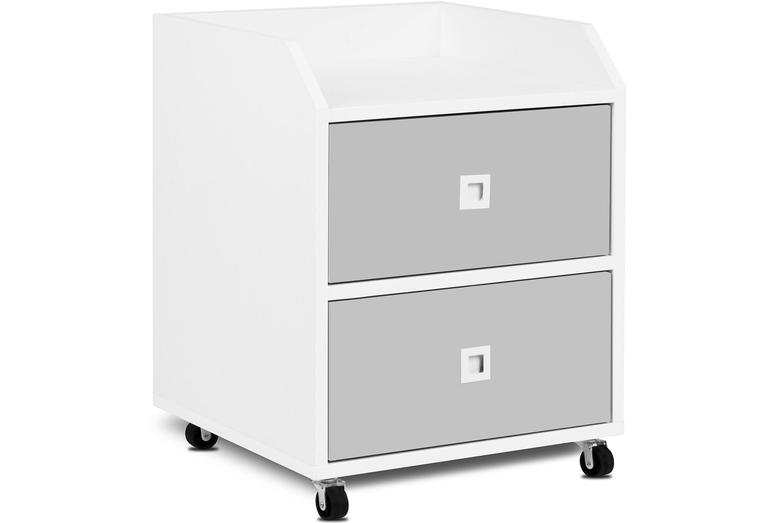 ROLLCONTAINER MIRUM unter dem Schreibtisch, Weiß/Grau - Weiß/Grau, Holz (43/55/40cm) - KONSIMO®