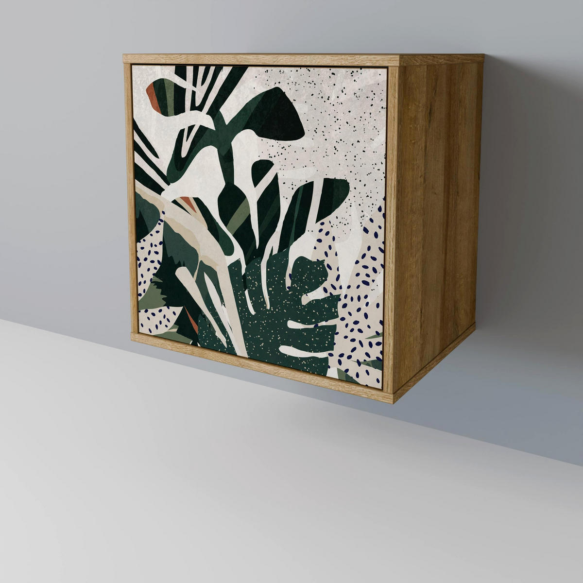SIDEBOARD VERDURE FORMATION, Eichefarben, 57,5x42x67,5 cm, Schwarze Metall-Rahmenfüße - Eichefarben/Multicolor, Holzwerkstoff/Metall (57.5/67.5/42cm) - SpaceRebels