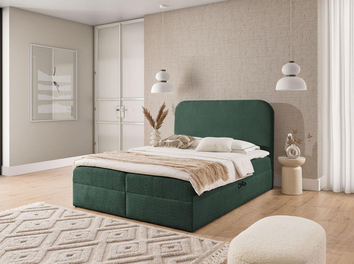 BOXBETT Amador Premium - Grün, Holzwerkstoff/Textil (120/220cm) - Fun Möbel