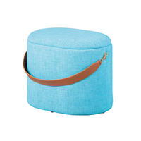 POUF blau und braun - Blau, Holzwerkstoff (42/36/30cm) - ebuy24