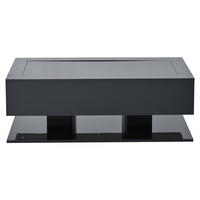 COUCHTISCH Schwarz 100/50/35 cm mit Glasplatte, LED und Schubladen - Schwarz, Holzwerkstoff (50/100/35cm) - PANGIVO