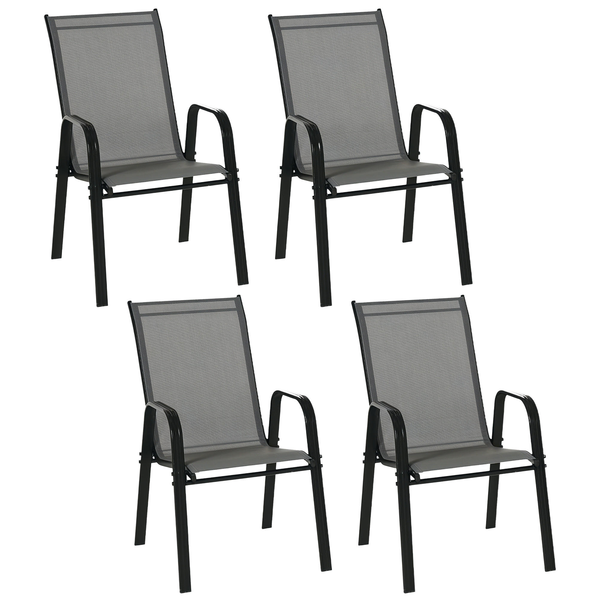 GARTENSTUHL Grau 4 Stück - Grau, Metall (54/95/75.5cm) - GiPP