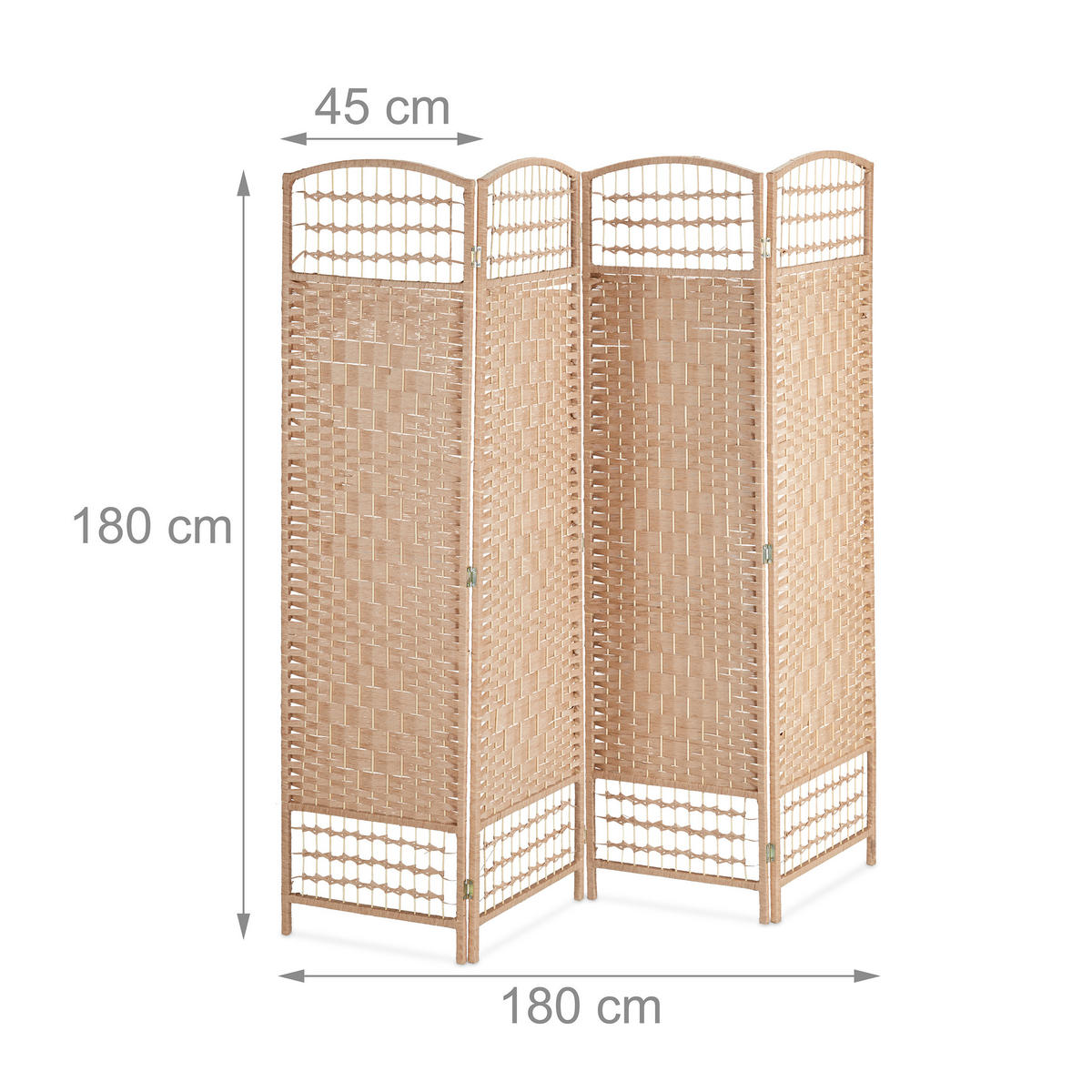 PARAVENT - Hellbraun, Holz/Papier (180/180/2cm) - Relaxdays