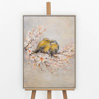 GEMÄLDE Zarte Vögel Schattenfugenrahmen Beige 70x50 cm - Beige, Holz (70/50cm) - YS-art gallery