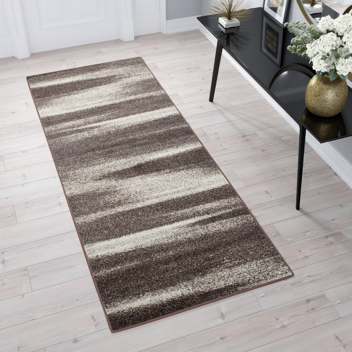 TEPPICHLÄUFER SARI hellbraun abstrakt 100/500 cm - Hellbraun, Textil (100/500cm) - Tapiso