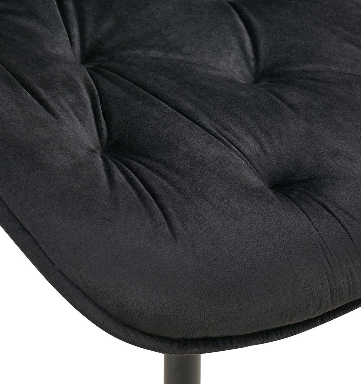 STUHL Samt schwarz - Schwarz, Textil/Metall (52/84/59cm) - CLP