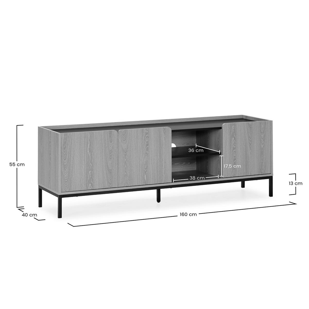 TV-ELEMENT Curva 3 türen Eichenfarbe - Honigeiche, Holzwerkstoff (160/55/40cm) - VS Venta-stock