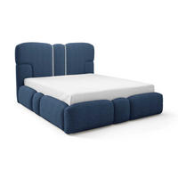 POLSTERBETT 180x200 Safron mit LED, Metall-Lattenrost, Dunkelblau - Dunkelblau, Holz/Textil (180/200cm) - Emporius