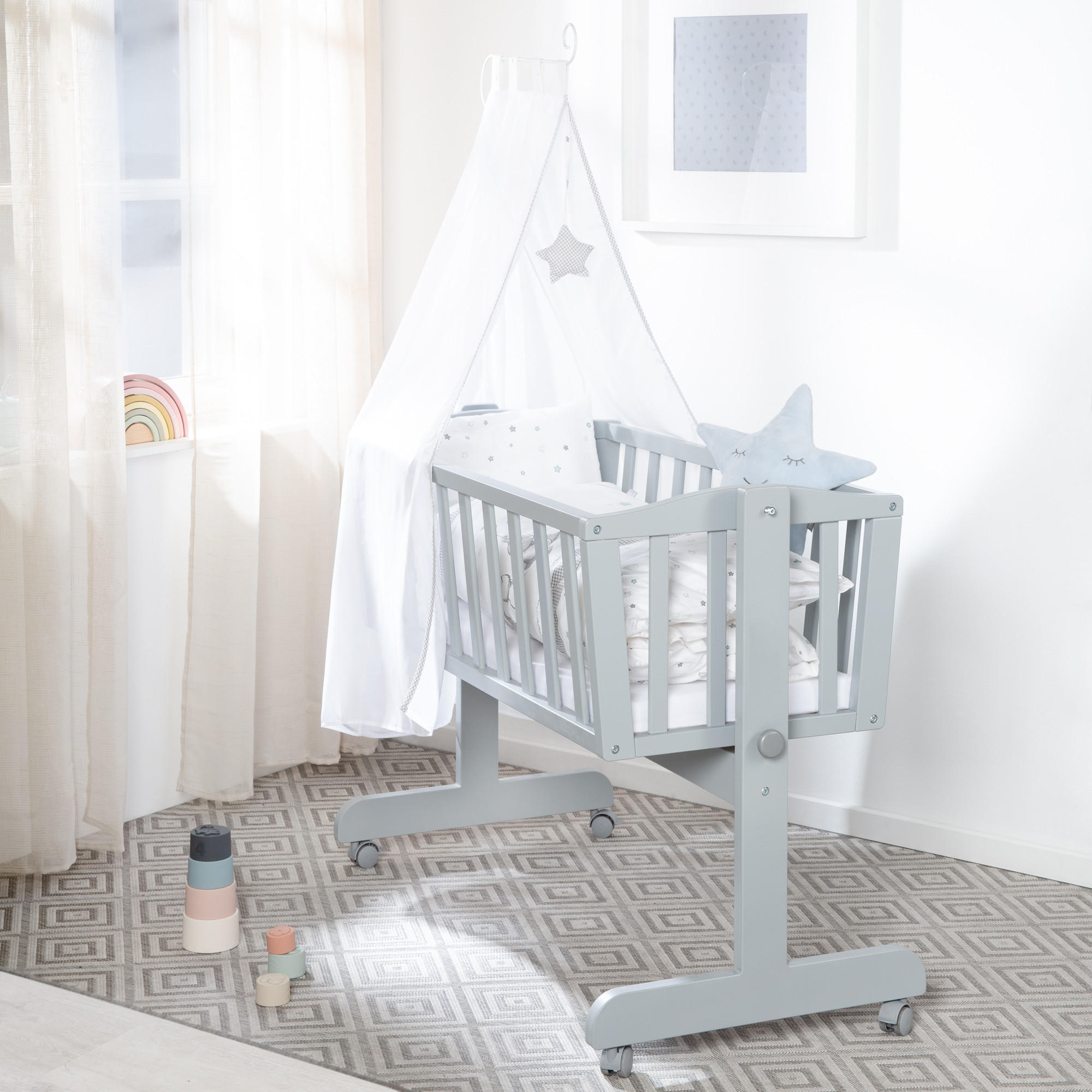 BABYWIEGENSETT - Taupe, Holzwerkstoff/Textil (40/90cm) - Roba