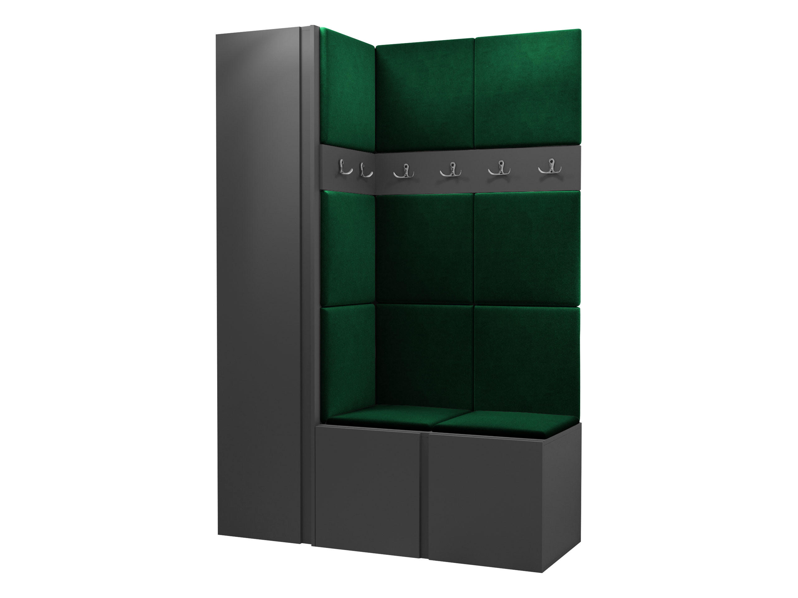 GARDEROBEN-SET Orion IX - Graphitfarben/Grün, Holzwerkstoff/Kunststoff (124/186/46cm) - MIRJAN24