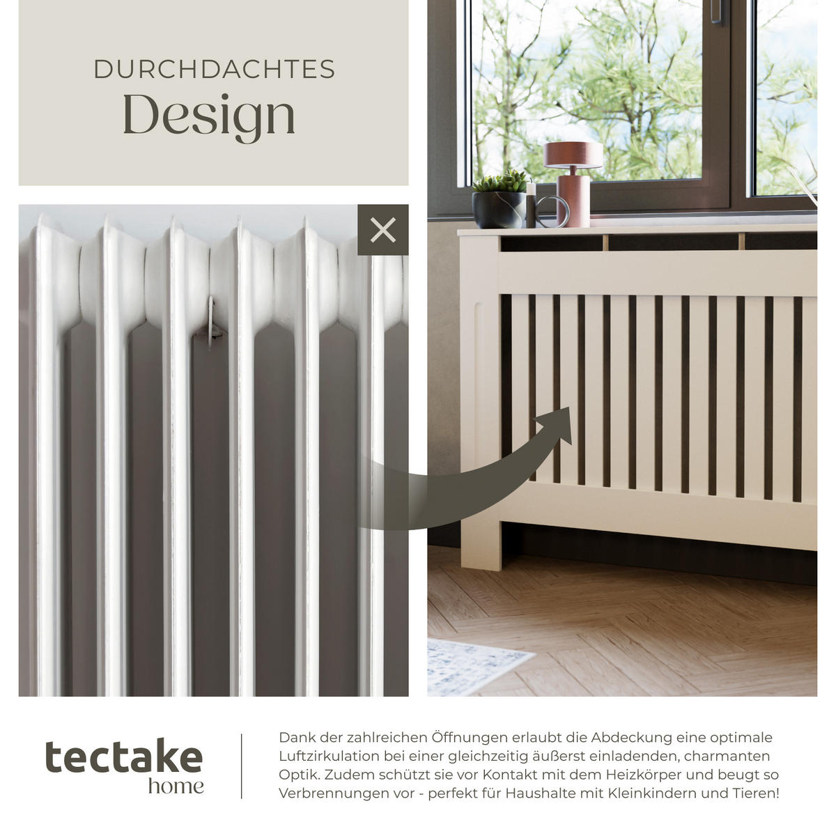 HEIZKÖRPERABDECKUNG Vila,optimale Luftzirkulation,weiß - Weiß, Holz (19/78/82cm) - tectake