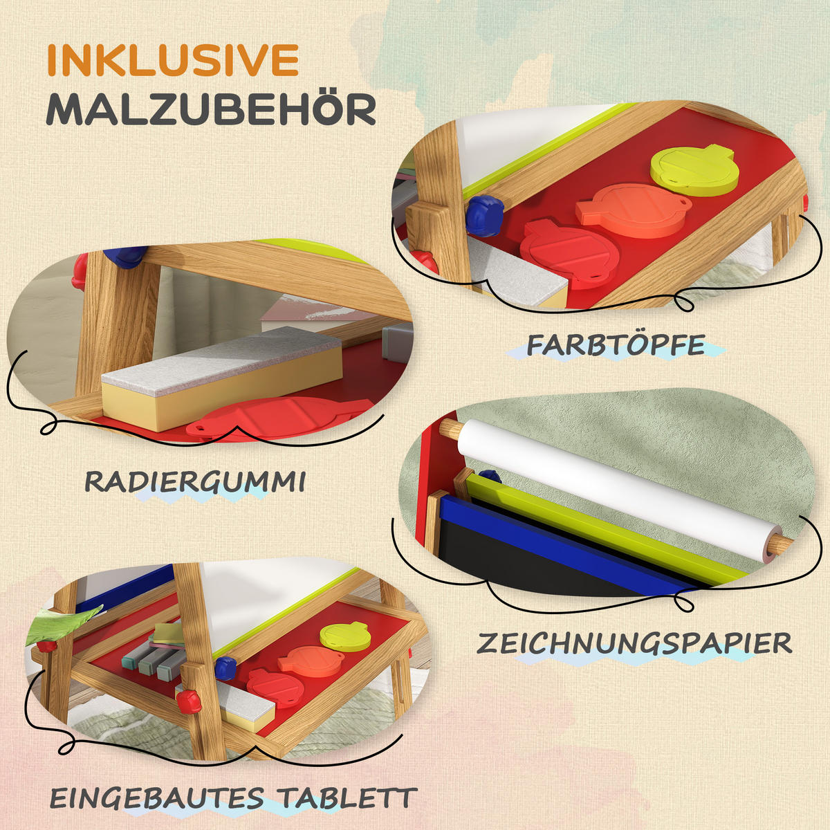 KINDERTAFEL - Naturfarben, Holzwerkstoff (47/113/61cm) - AIYAPLAY