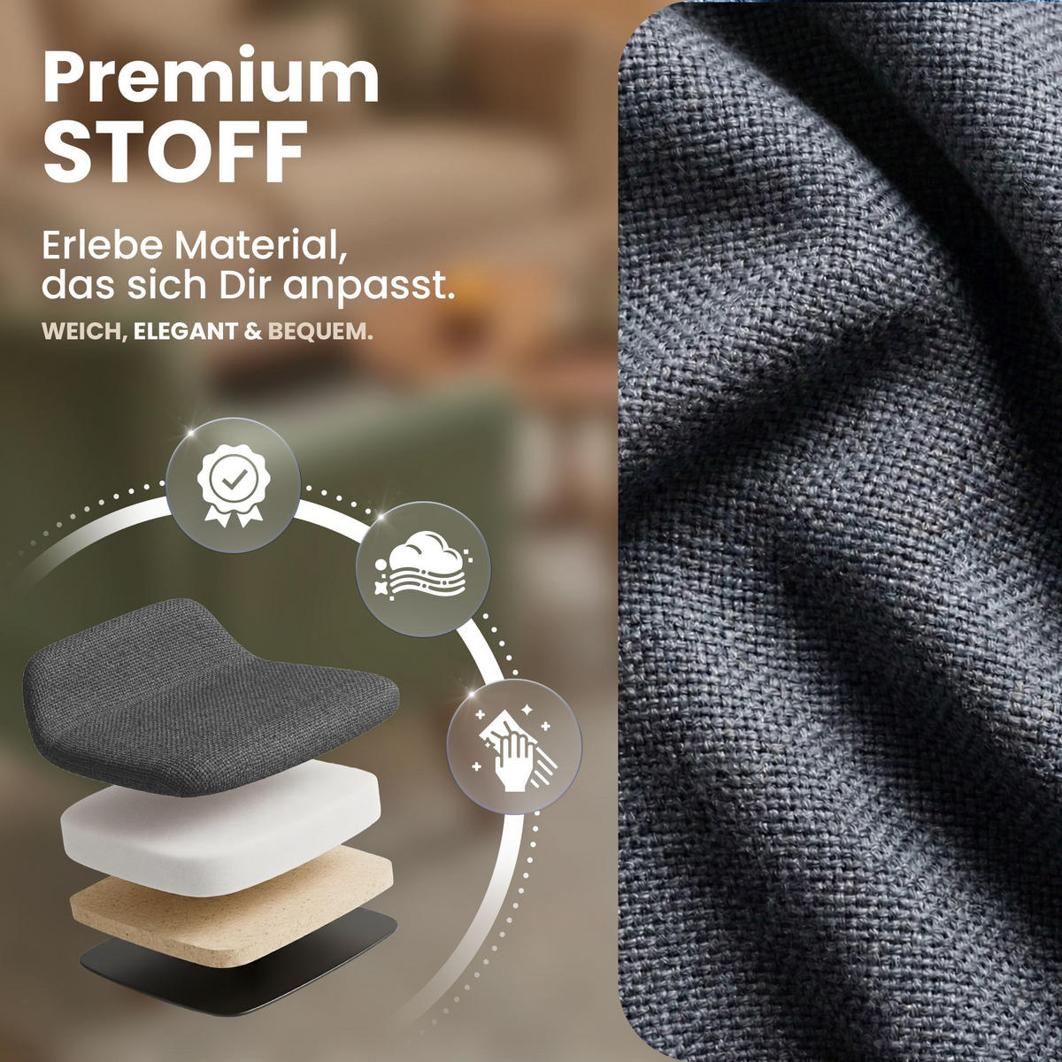 ARMLEHNENSTUHL Stoff Grau - Schwarz/Grau, Textil/Metall (56/81/62cm) - CLP