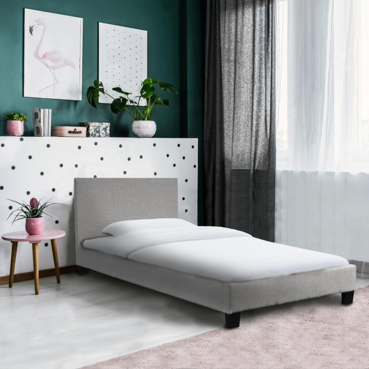 BETT DUBLIN mit Lattenrost / Bett 90x190 - Grau - Grau, Holzwerkstoff (90/190cm) - Weber Industries