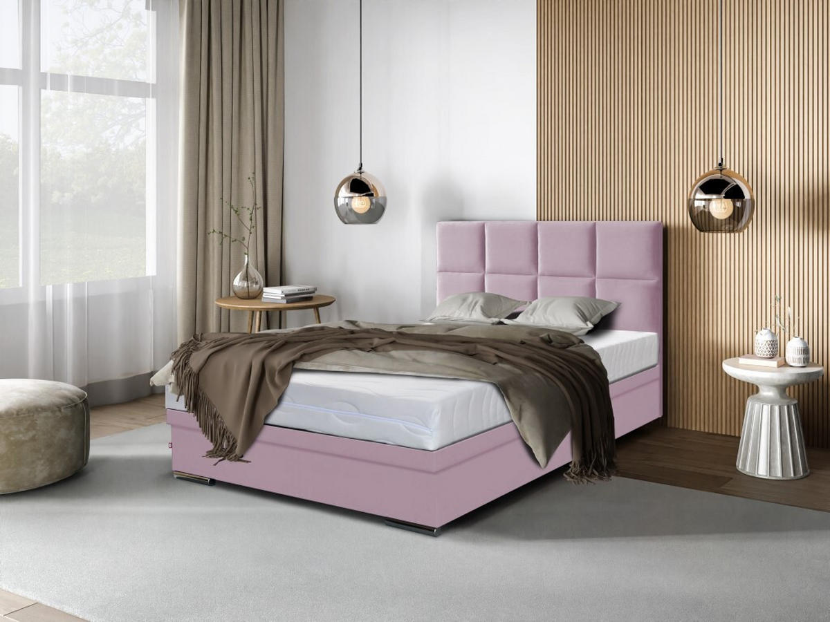BOXBETT Sizilien 160x200 cm mit Bettkasten, rosa - Rosa, Kunststoff (160/200cm) - Margaret Hadas24
