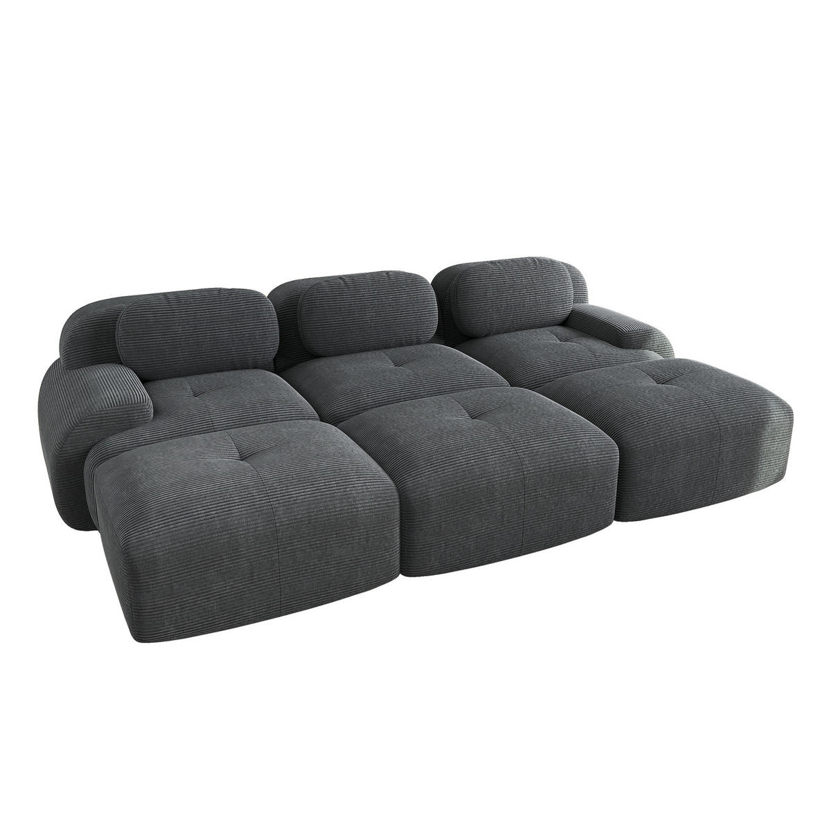 ECKSOFA 298/178/75 cm grau aus Cordstoff modular und montagefrei - Grau, Textil (178/298cm) - OKWISH