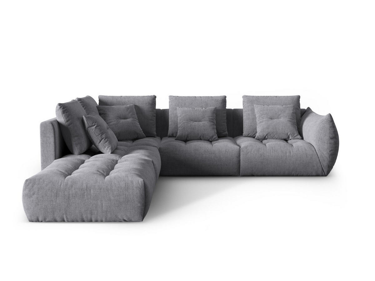MODULARES-ECKSOFA links Bloom aus strukturiertem Stoff grau 4 Sitzplätze - Grau, Textil (310/316cm) - Micadoni
