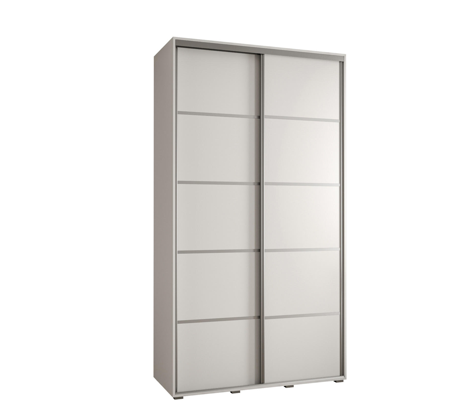 Abiks Möbel Schwebetürenschrank Weiß, Weiß, Silber 130x235x45 cm