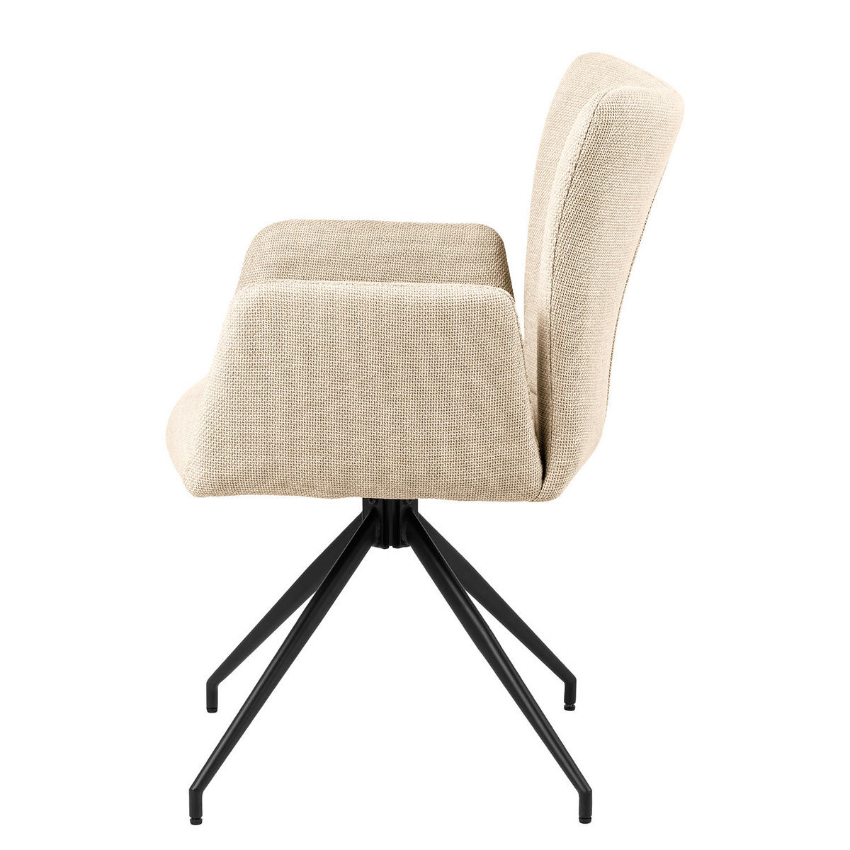 DREHBARER ARMLEHNENSTUHL - 2er-Set - Strukturstoff - Beige, Textil/Metall (58/86/62cm) - home24