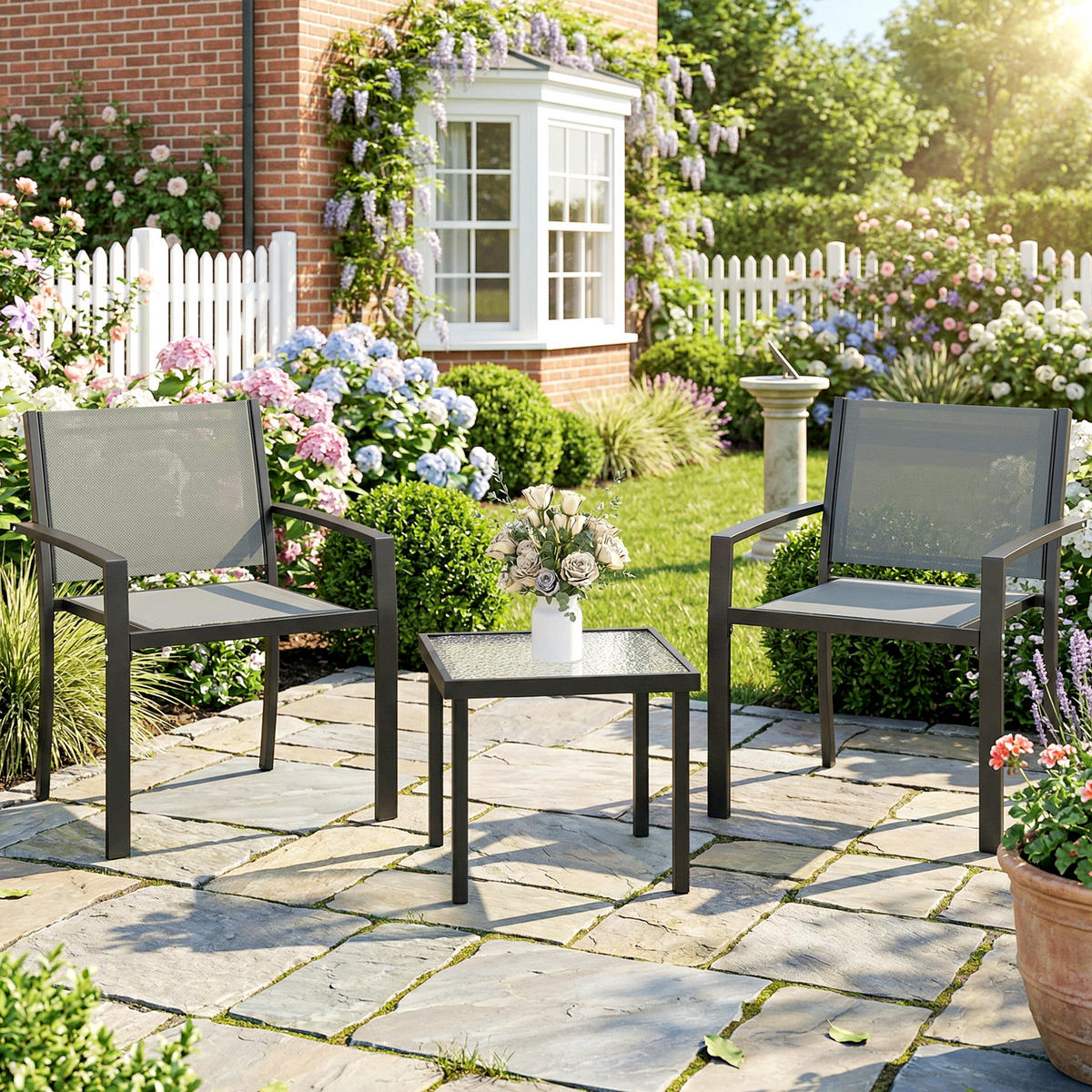 GARTEN-BEISTELLTISCHSET Hellgrau 3 Stück - Hellgrau, Naturmaterialien (58/58/75cm) - GiPP