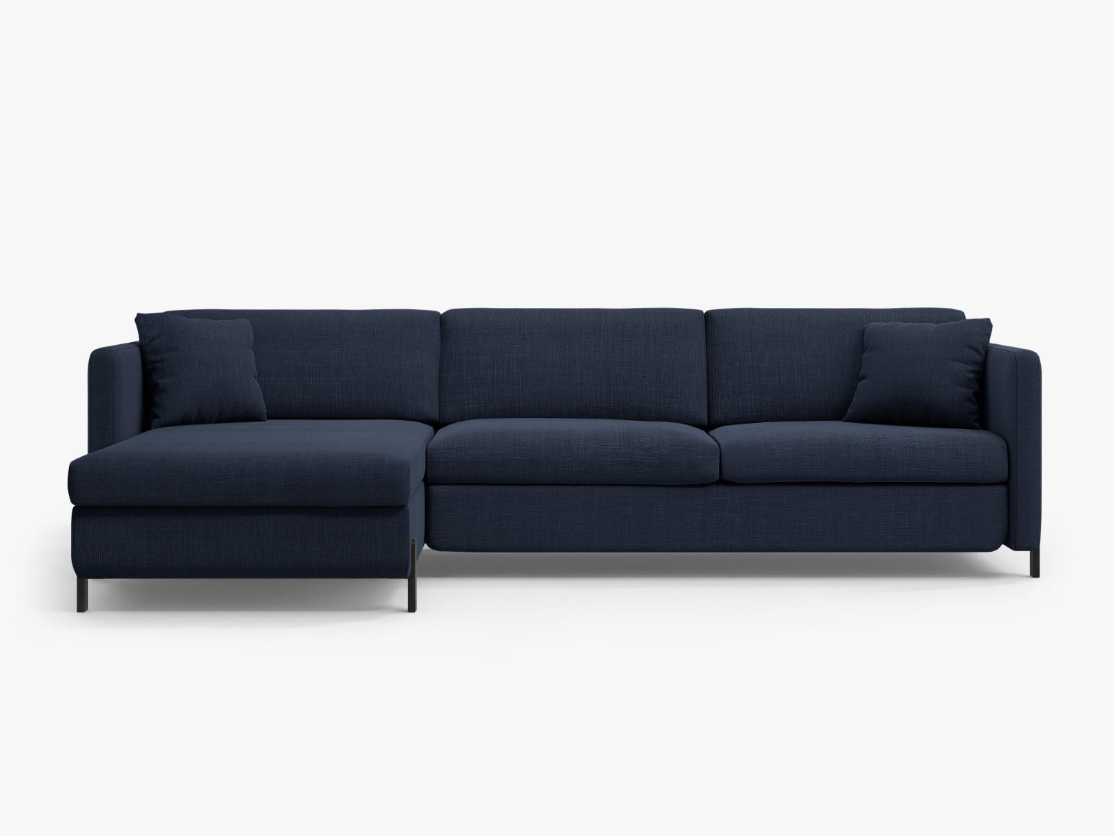 ECKSOFA ausklappbar links mit Container Gloria aus strukturiertem Stoff blau 4 Sitzplätze - Blau, Textil (260/170cm) - Micadoni
