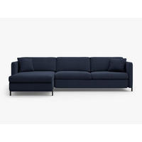 ECKSOFA ausklappbar links mit Container Gloria aus strukturiertem Stoff blau 4 Sitzplätze - Blau, Textil (260/170cm) - Micadoni