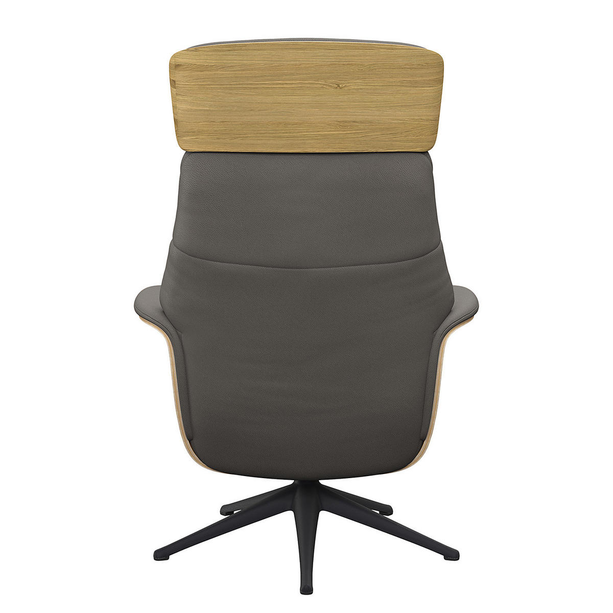 RELAXSESSEL - Echtleder - Schwarz/Grau, Leder/Metall (83/118/83cm) - home24