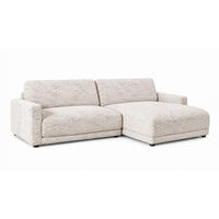ECKSOFA MARLIN Cremeweiß Flachgewebe - Creme/Schwarz, Kunststoff/Textil (262/168cm) - KAWOLA