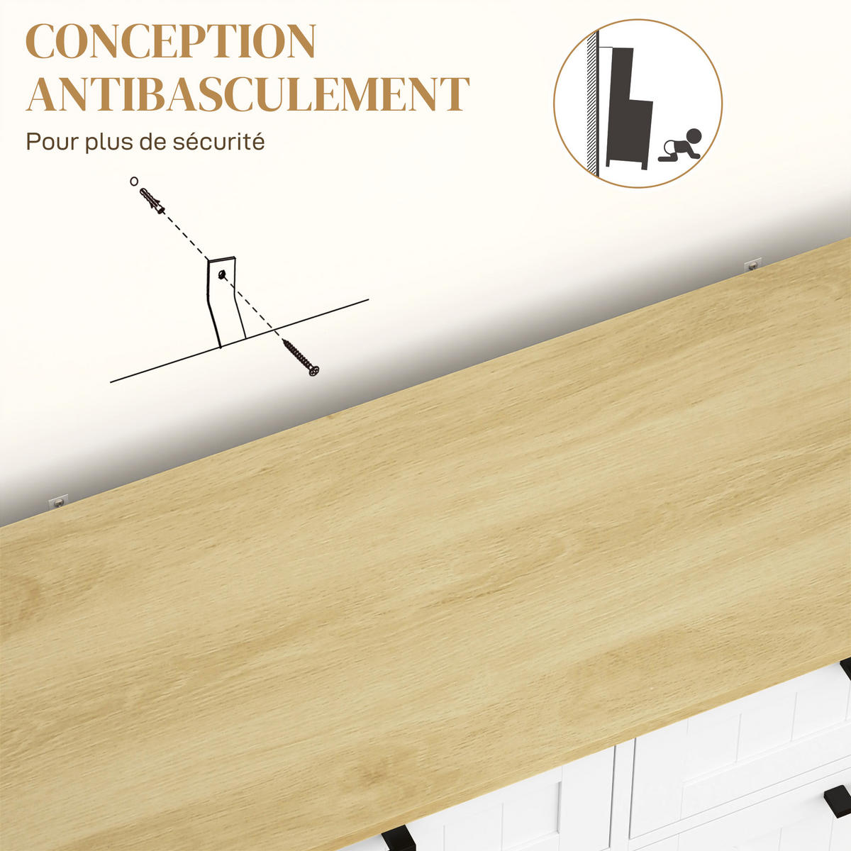 SIDEBOARD DE-11297 Integrierter 38L Mülleimer & Gewürzregal Weiß - Weiß, Holzwerkstoff (36/90/100cm) - ComfortXL