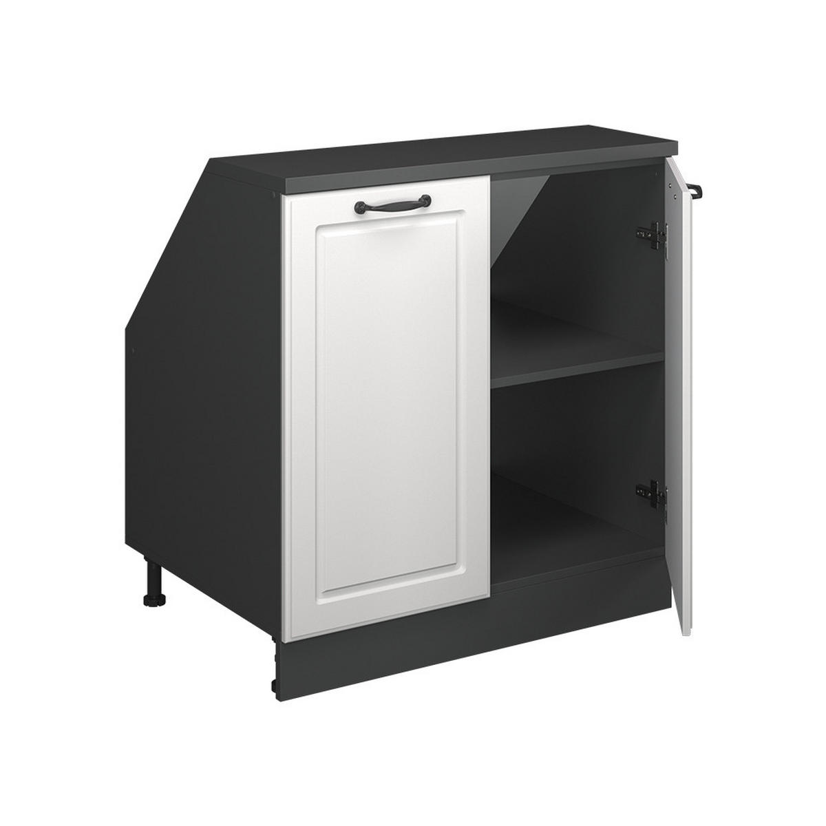 KÜCHENSCHRANK FÜR DACHSCHRÄGEN R-Line Weiß Landhaus 80 cm mit 2 Türen, Schrankkorpus 60 cm Tiefe - Anthrazit/Weiß, Holzwerkstoff (80/83.8/60cm) - Vicco