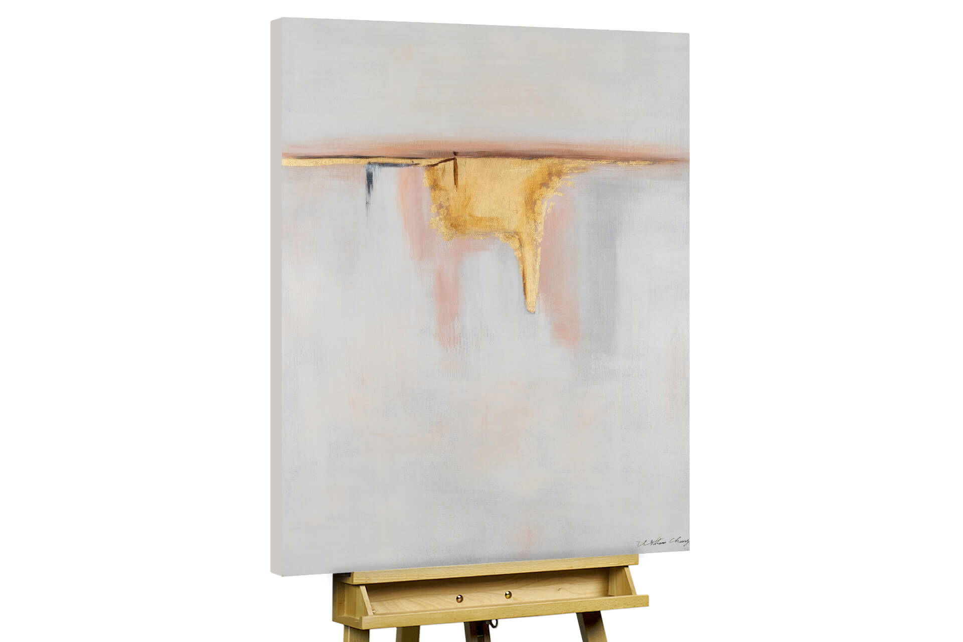 KUNSTLOFT RUČNĚ MALOVANÝ AKRYLOVÝ OBRAZ ŠEDÝ/ŽLUTÝ, 75/100 CM