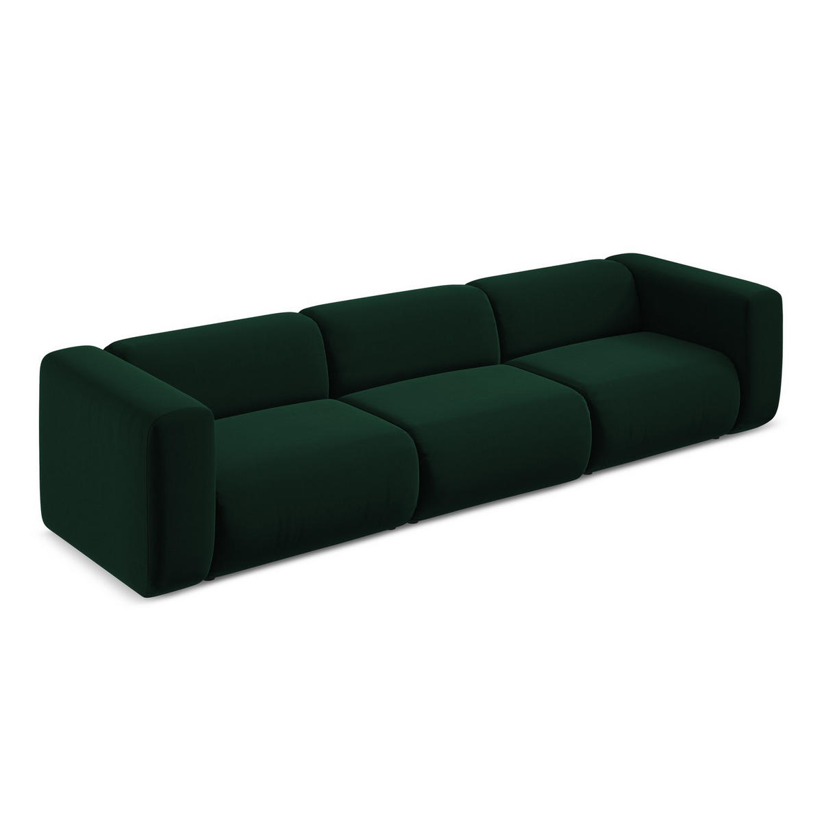 4-SITZER-SOFA Samt Stoff Grün - Dunkelgrün/Schwarz, Kunststoff/Textil (319/70/89cm) - LaMiaSofa