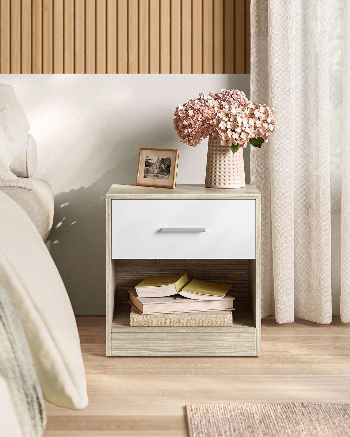 NACHTTISCH KINGSTON - Beige, Holzwerkstoff (39/41/28cm) - Hansiro