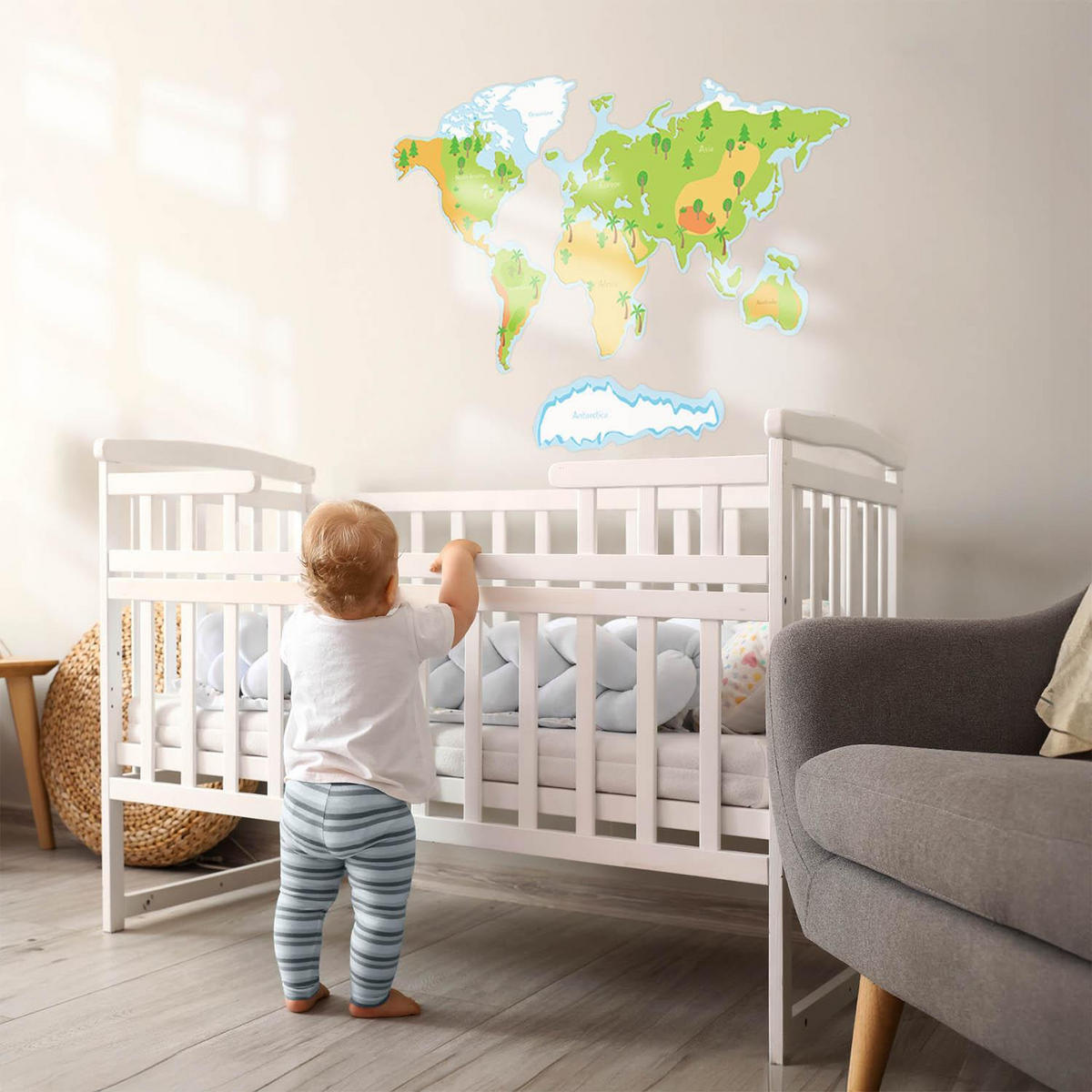 WANDAUFKLEBER 100x143cm - Weltkarte - Multicolor, Kunststoff (100/143/0.1cm) - Wallfluent