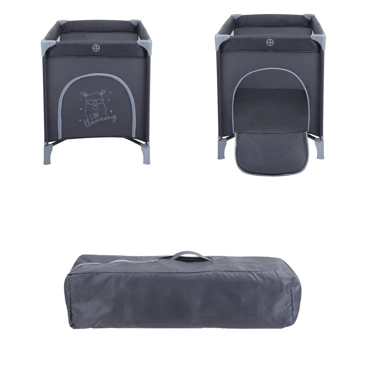 REISEBETT so gifted jeans blau weiche Matratzenauflage, Seiteneingang - Grau, Metall (60/120cm) - Kikka boo
