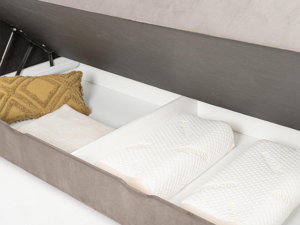 BOXSPRINGBETT Montreal Beige 180/200 cm H2/H3 Samt - Beige, Textil (180/200cm) - wonello