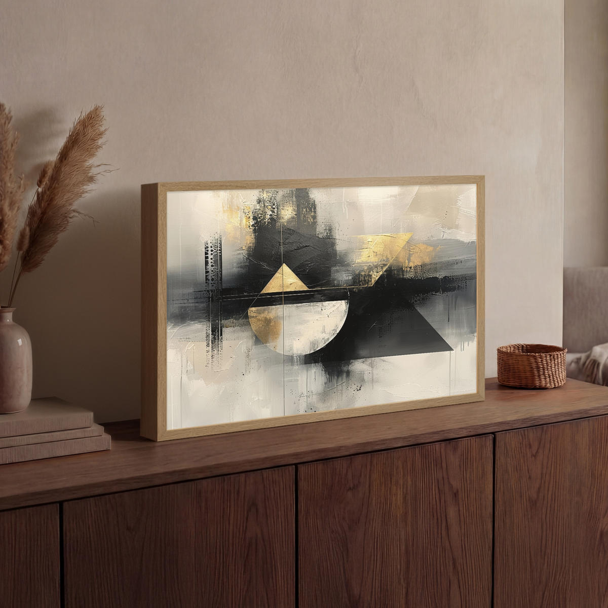 NÁSTĚNNÁ LAMPA S AKUMULÁTOREM Abstraktní - černá - barva - moderní 60x40 cm - šedá, kompozitní dřevo (60/40/8cm) - OnlyWow