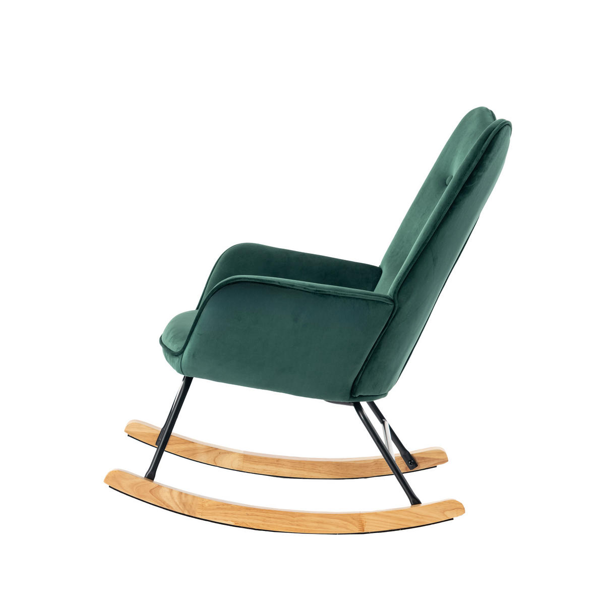 SCHAUKELSESSEL Samt Grün - Dunkelgrün/Eichefarben, Holz/Textil (61/85/81cm) - Urban Meuble