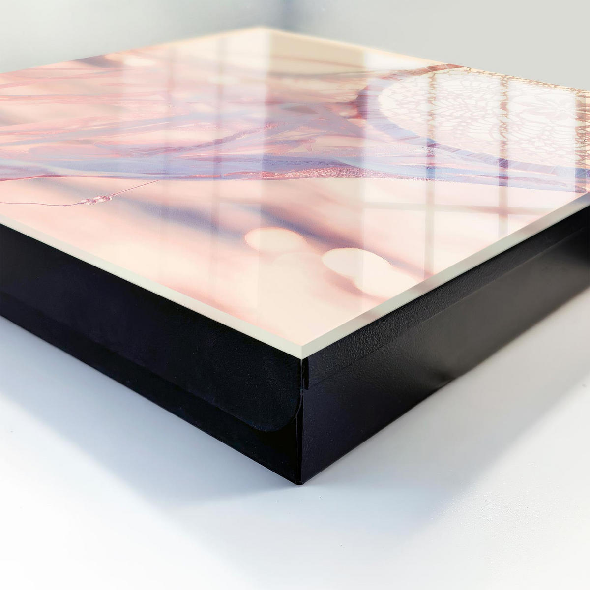 SCHLÜSSELBOX Schwarz 30x30 cm- Türöffnung nach rechts - Spitzenverzierung - Pink, Metall (30/30/5cm) - TULUP