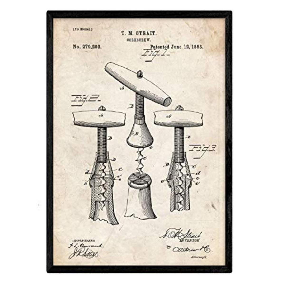 POSTER Korkenzieher 2 Patent A3 Rahmenlos - Klar, Papier (29.7/5/42cm) - Nacnic
