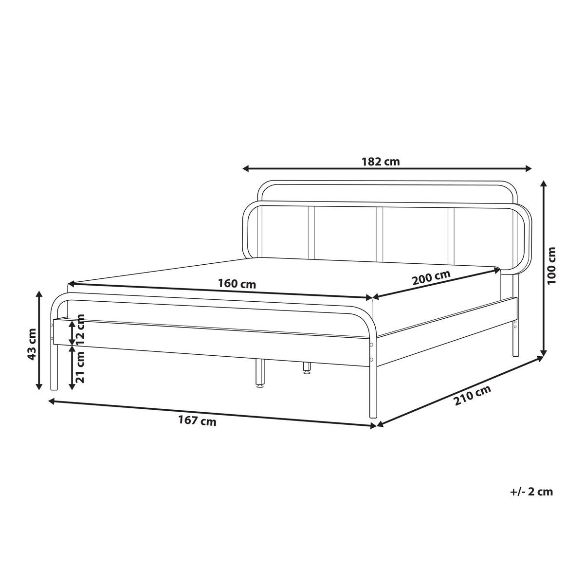BETT mit Lattenrost 160/200 cm Hellbraun Boussicourt - Hellbraun/Schwarz, Holz (160/200cm) - Beliani